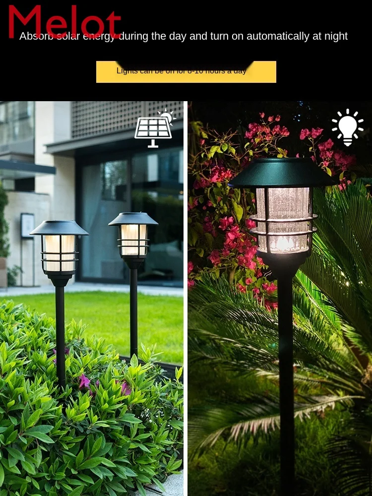저렴한 태양열 야외 마당 램프 가정용 방수 야외 정원 잔디 램프 풍경 장식 지상 연결 조명