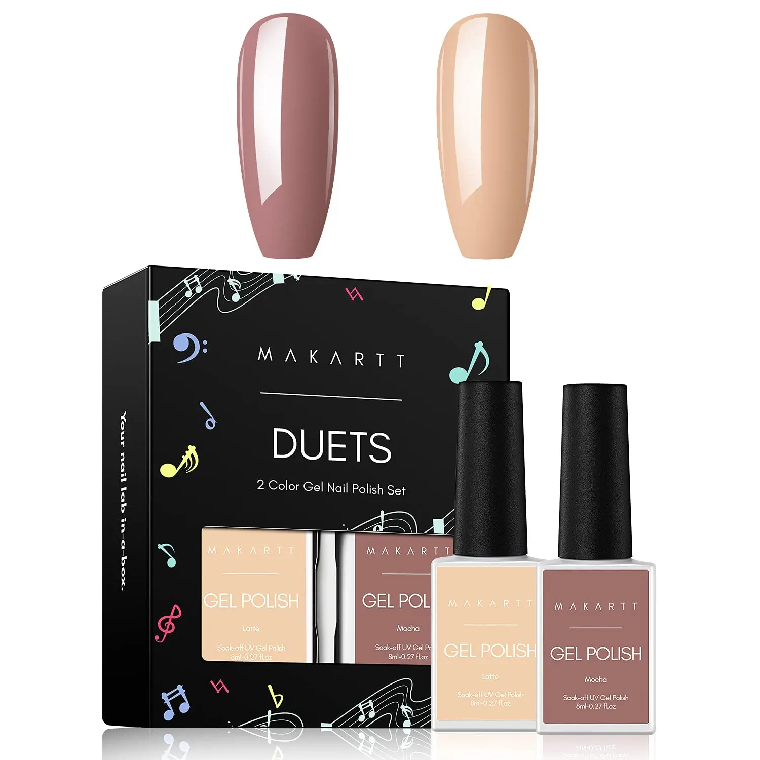 

Makartt Duets Gel Nail Polish Kit Latte Mocha Colors Spring Summer Gel Polish Set Soak Off LED Nail Gel Polish Nail Art Gift