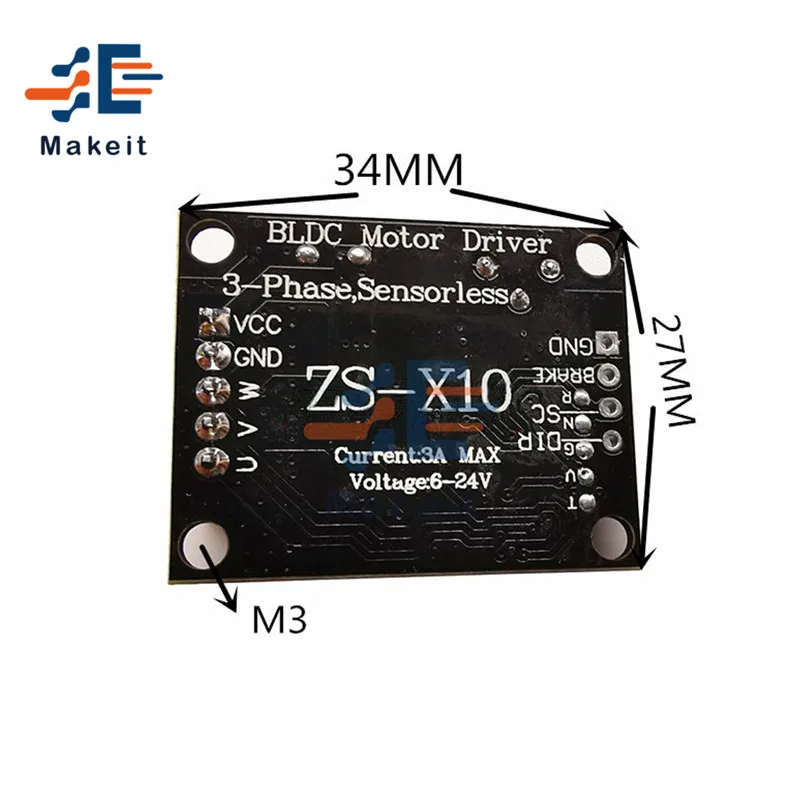 С источником питания от постоянного тока 6-20V 60W BLDC 3-фазный бесщеточный мотор