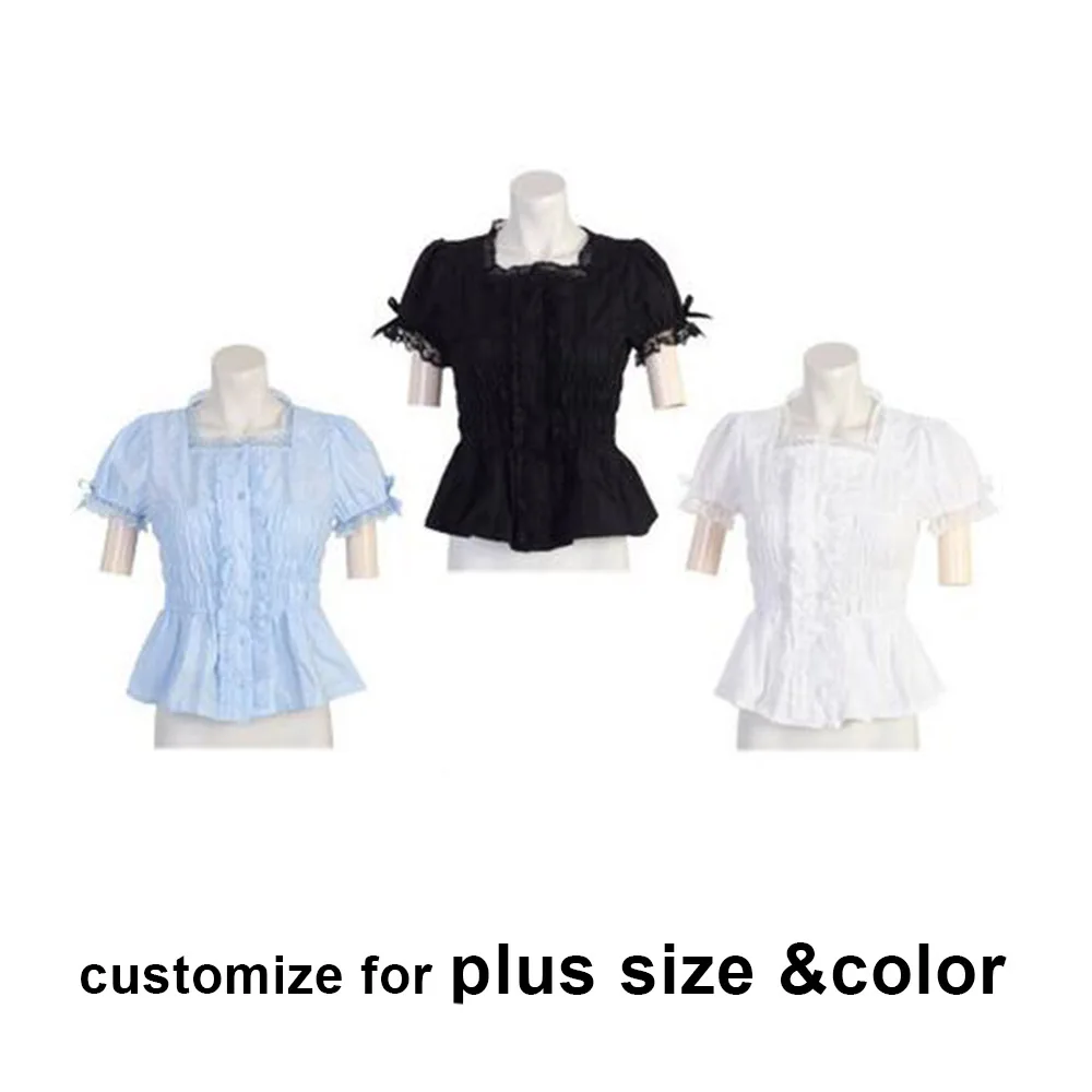 Белая хлопковая рубашка в стиле &quotЛолита&quot с кружевами и новым рисунком