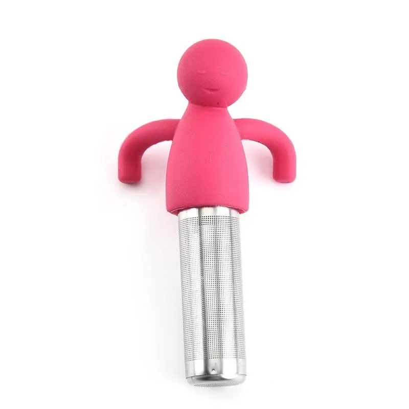 

Cute Stainless Steel Silicone Human Shape Tea Strainer Tea Coffee Filter Diffuser Infuser Strainer Reusable Teaware Kitchen Tool