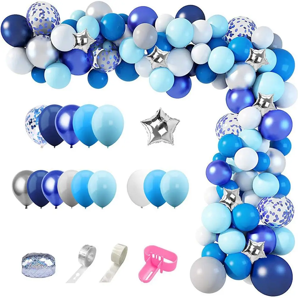 

HAPPY BIRTHDAY Balloon Chain Set Blue Platinum Party Decoration Latex Balloon Birthday Party Cocktail Party Decoration Balloon