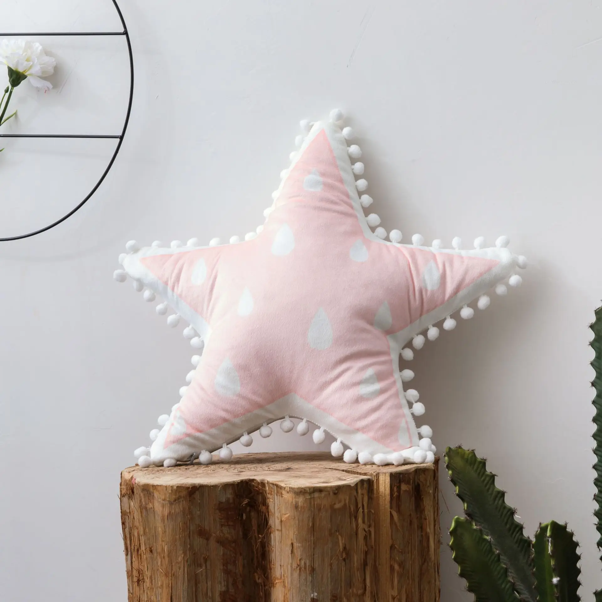 Плюшевая подушка с розовым облаком сердечком и звездой мягкая пушистая плюшевые