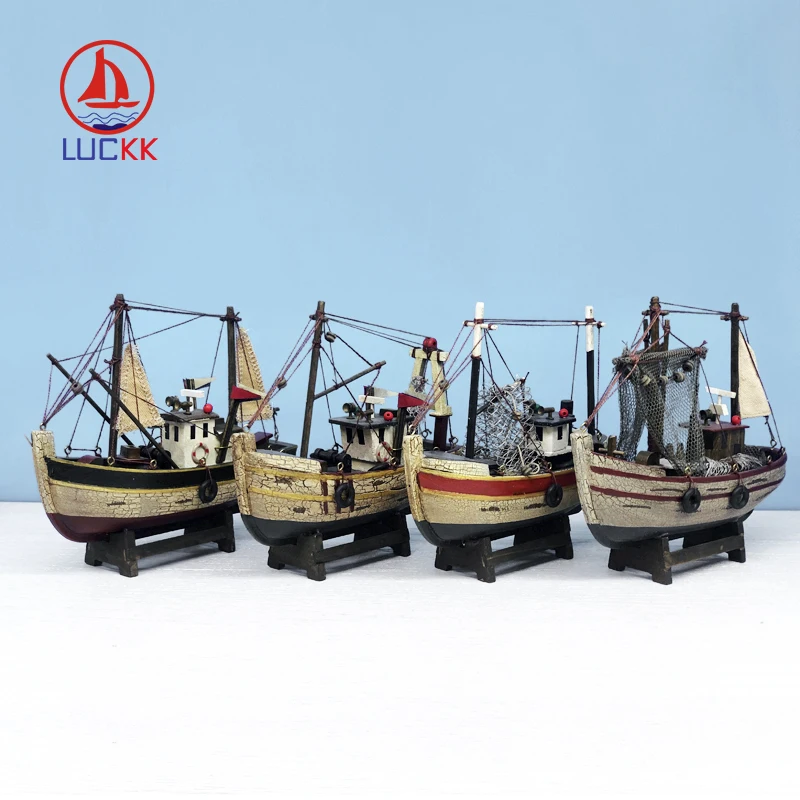 LUCKK Classical Wooden Sailboat Fishing Boat Vinta Home Decor Gifts Souvenirs Miniature Boat Sailing Ship Model Drop Shipping