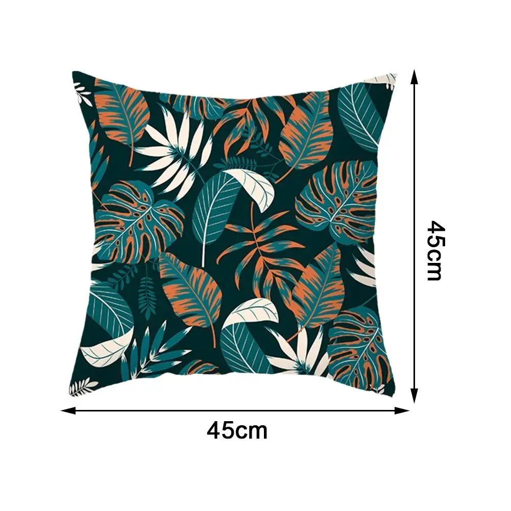 

45*45cm Summer Green Plants Hugging Pillow Case Watercolor Cushion Household Cover Items Sofa F8U2
