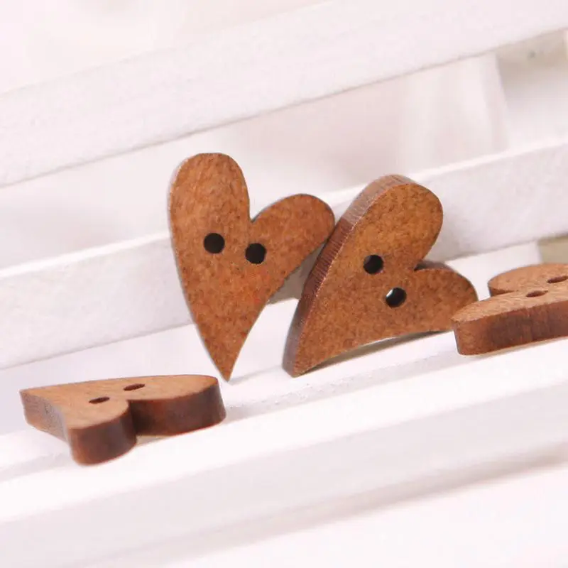 Швейные пуговицы в форме сердца деревянные для скрапбукинга 2 мм одежды