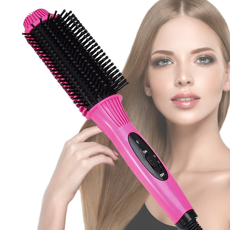 pink au plug Щетка для волос, быстрый выпрямитель для волос, расческа для волос, электрическая расческа, расческа для волос, авто прямые расчески для волос - Цвет: pink au plug