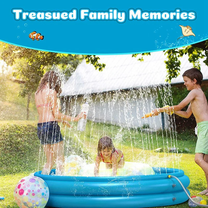 

Sprinkler Splash Play Mat for Kids Children Outdoor Water Sprinkler Toys 3-In-1 Splash Pad Splash Pad for Wading