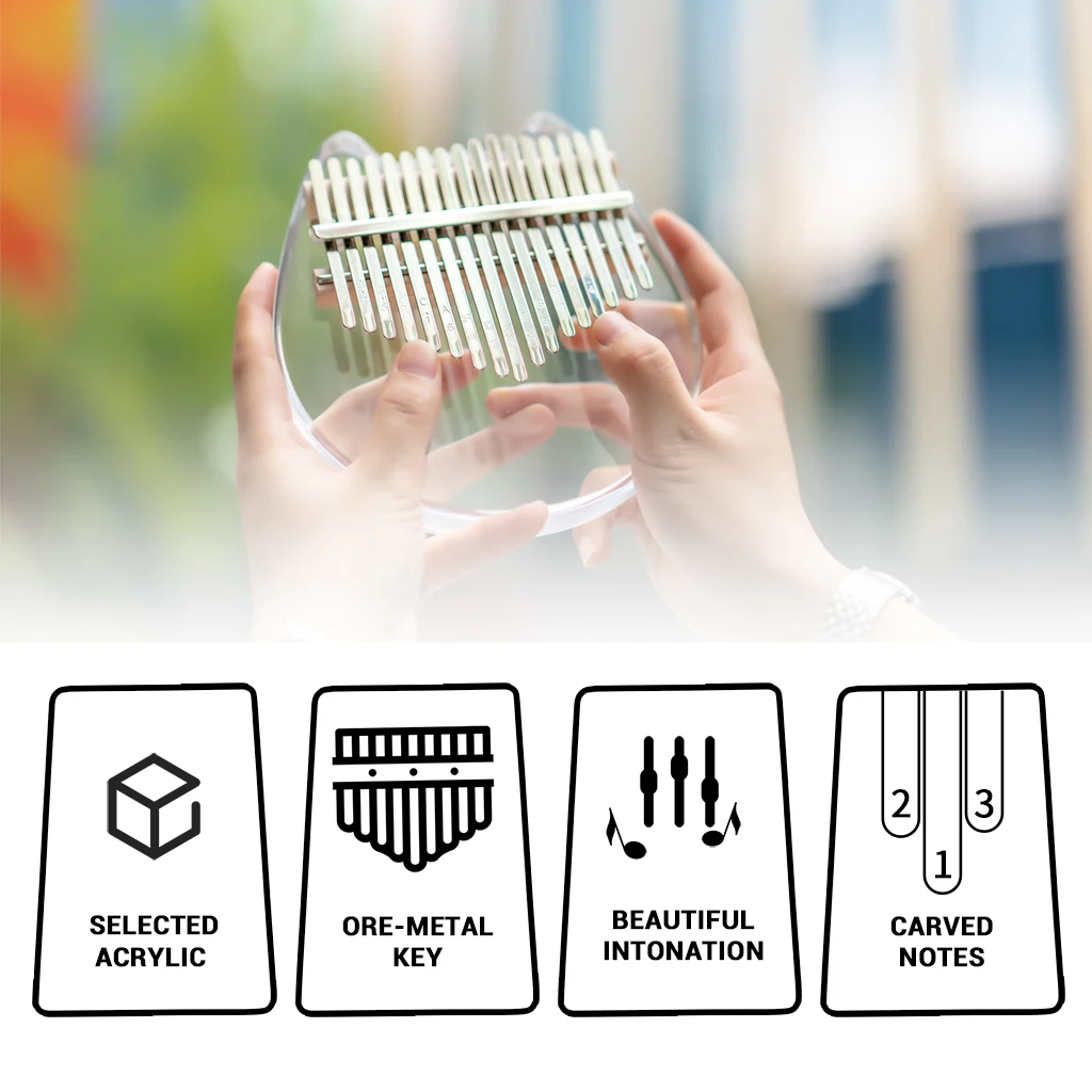 Kalimba акриловое 17-клавишное прозрачное пианино для большого пальца с настройкой