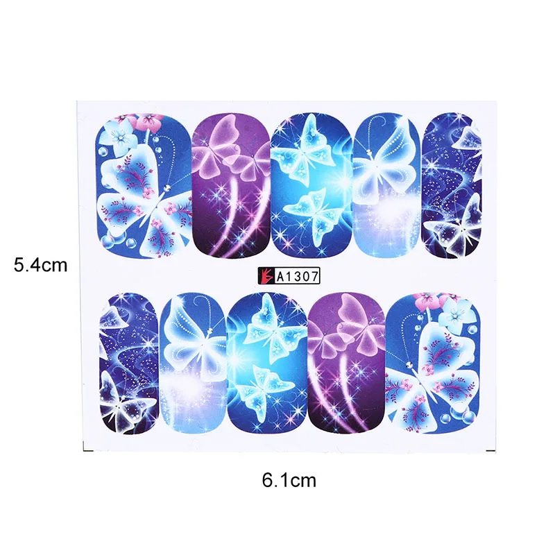 12 шт. бабочка цветок Дизайн ногтей украшения татуировки Маникюр обертывания