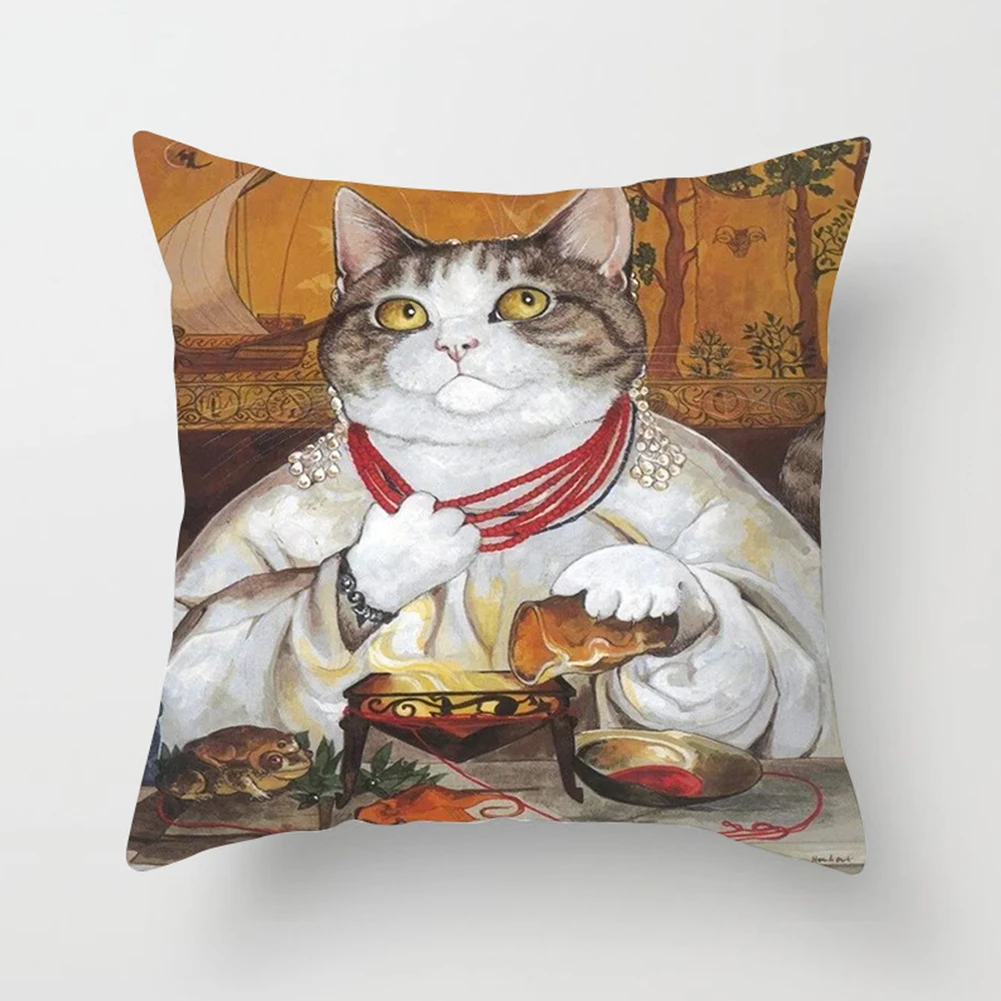 Забавный мультяшный Кот персиковая кожа наволочка Чехол 45x45 см Милый принт с