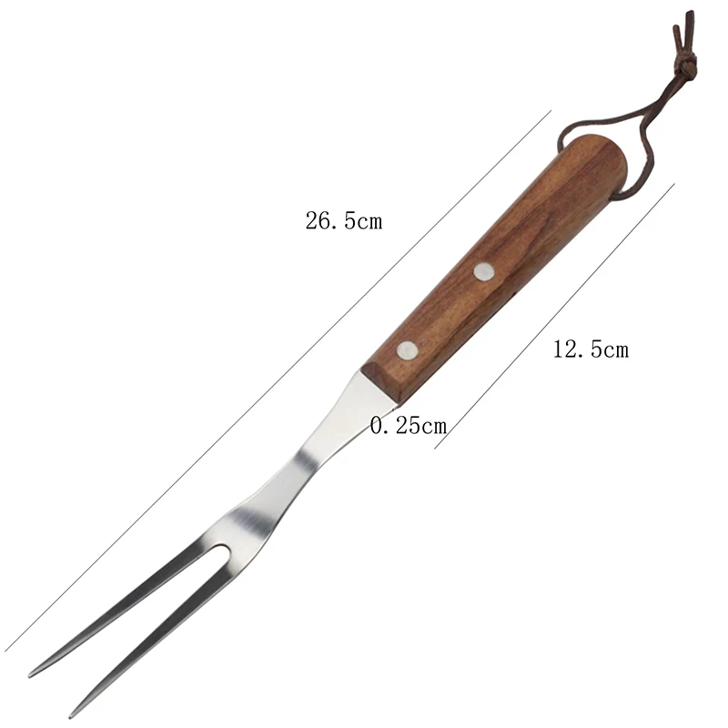 

Multifunction 26.5/33cm Stainless Steel Barbecue Fork Beef Mutton Western Food Meat Fork Kitchen Tableware With Wooden Handle