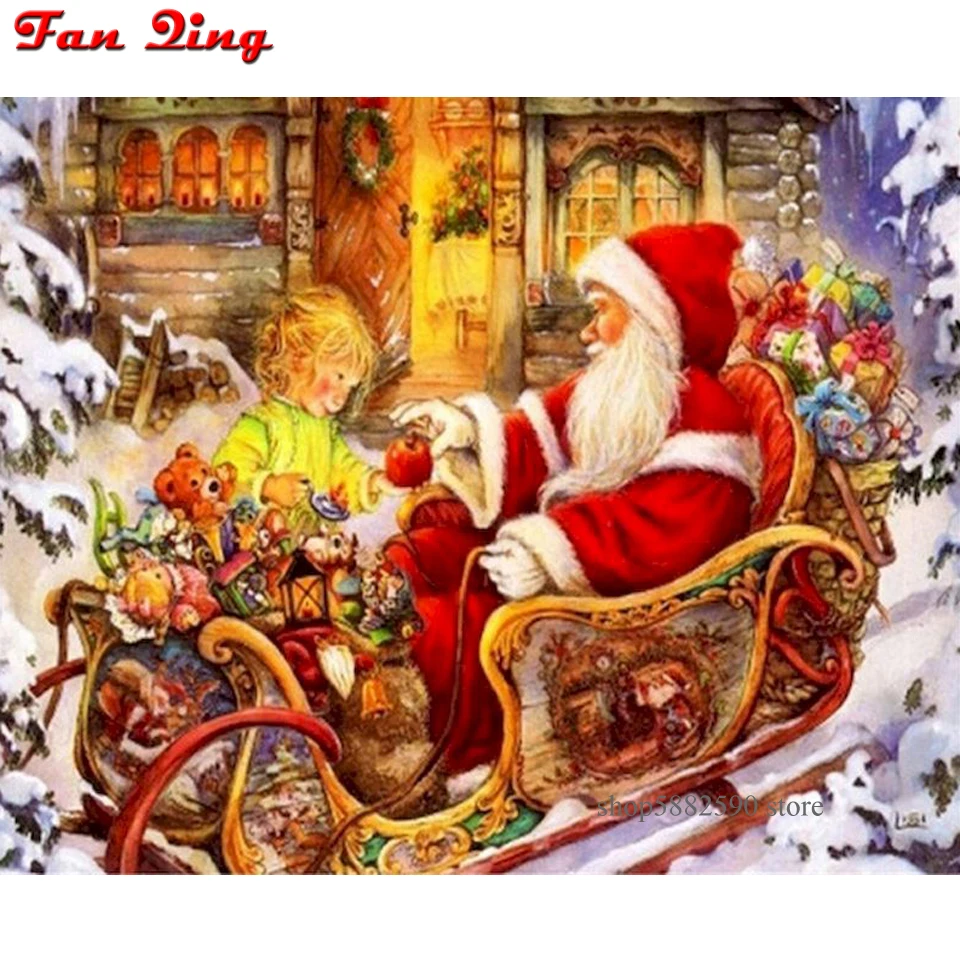 

Алмазная живопись с Санта-Клаусом, полный набор алмазной вышивки 5D, вышивка крестиком, рождественский подарок, ручная работа, настенное иск...
