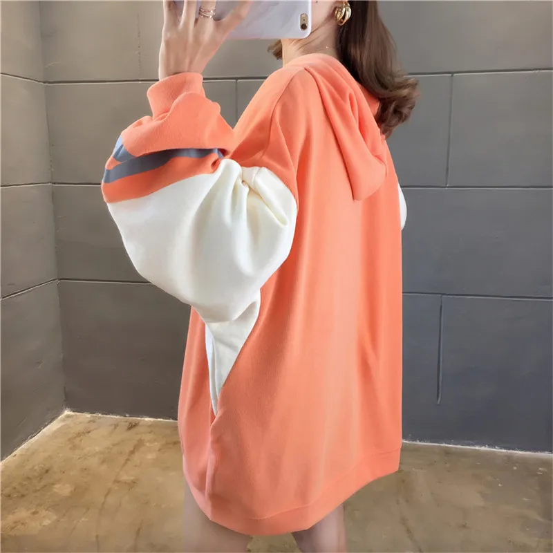Женские толстовки в Корейском стиле тонкие с капюшоном Instagram пуловеры пэчворк