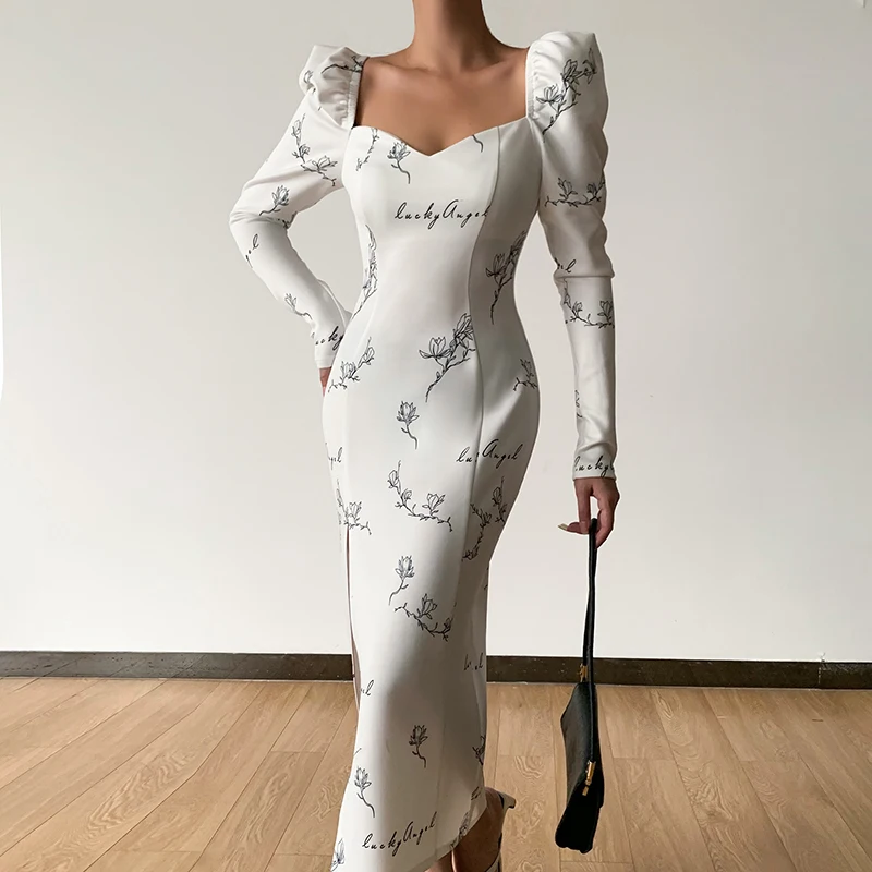 Женское светильник с длинным рукавом instahot яркое облегающее платье в стиле ретро