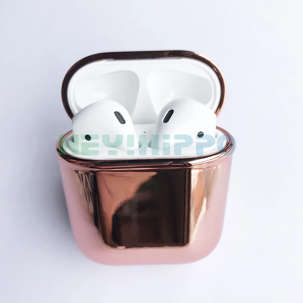 Airpods-Rose gold С гальваническим покрытием жесткий корпус наушников оболочка для Apple Airpods Pro защитный чехол роскошный золотой ящик анти-падение Крышка для airpods 2 - Цвет: Airpods-Rose gold