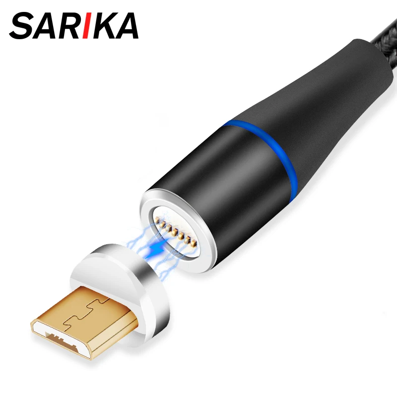 Sarika 3A светодиодный магнитный Зарядное устройство кабель для samsung huawei Xiaomi Android