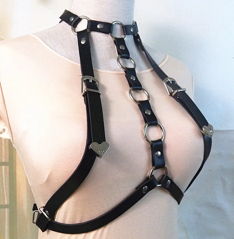 Women Body Harness Bra Chest Bondage Sexy Lingerie Punk Leather Harness Belts Gothic Garter Belt pastel goth erotic Suspenders