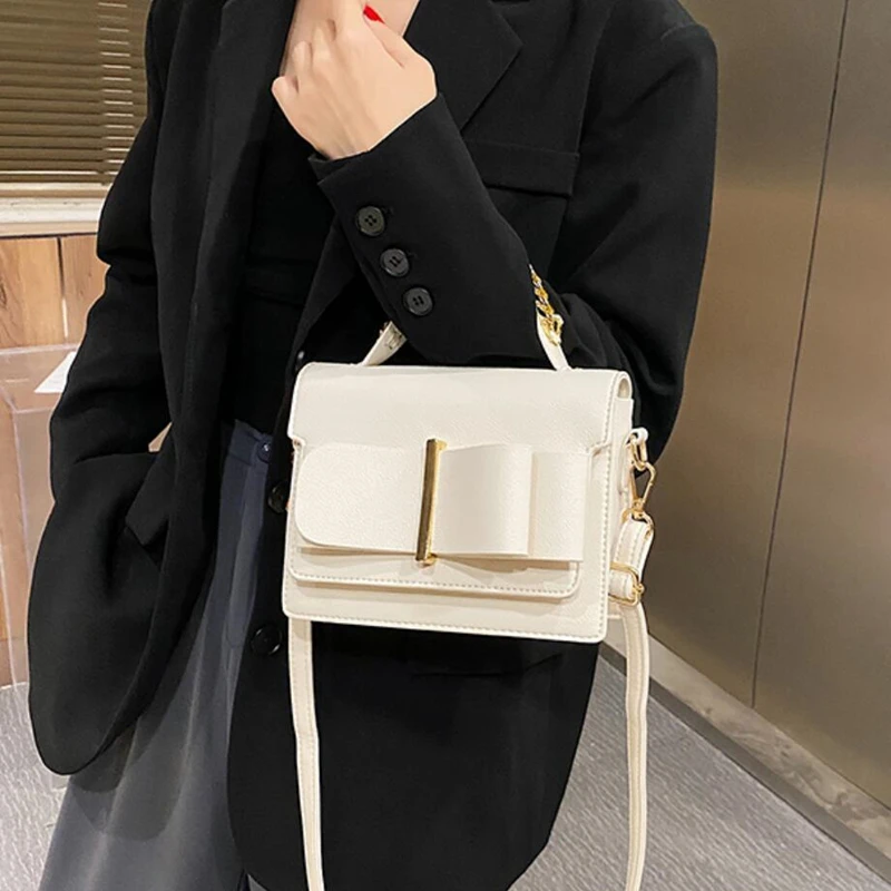 

Bow Flap Tote Bag 2020 New High Quality PU Leather Women's Designer Handbag Travel Shoulder Messenger Bag Small Square Bag