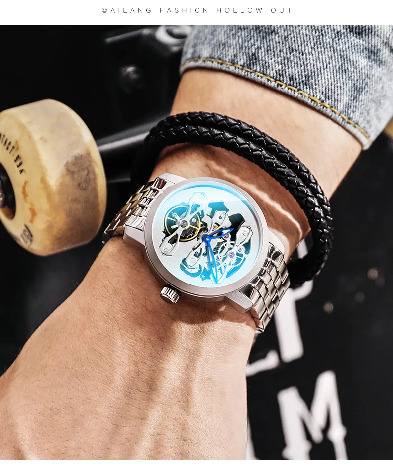 AILANG Tourbillon часы мужские часы Топ бренд класса люкс из нержавеющей стали спортивные часы водонепроницаемые автоматические механические часы для мужчин
