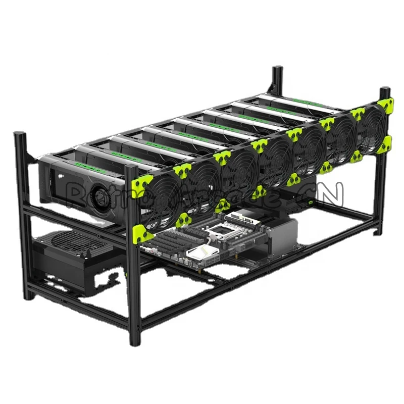 

8 GPU Ethereum Miner Mining Rig Aluminum Stackable Open Air Case Computer ETH Frame Rig For Bitcon Miner Kit Unassembled