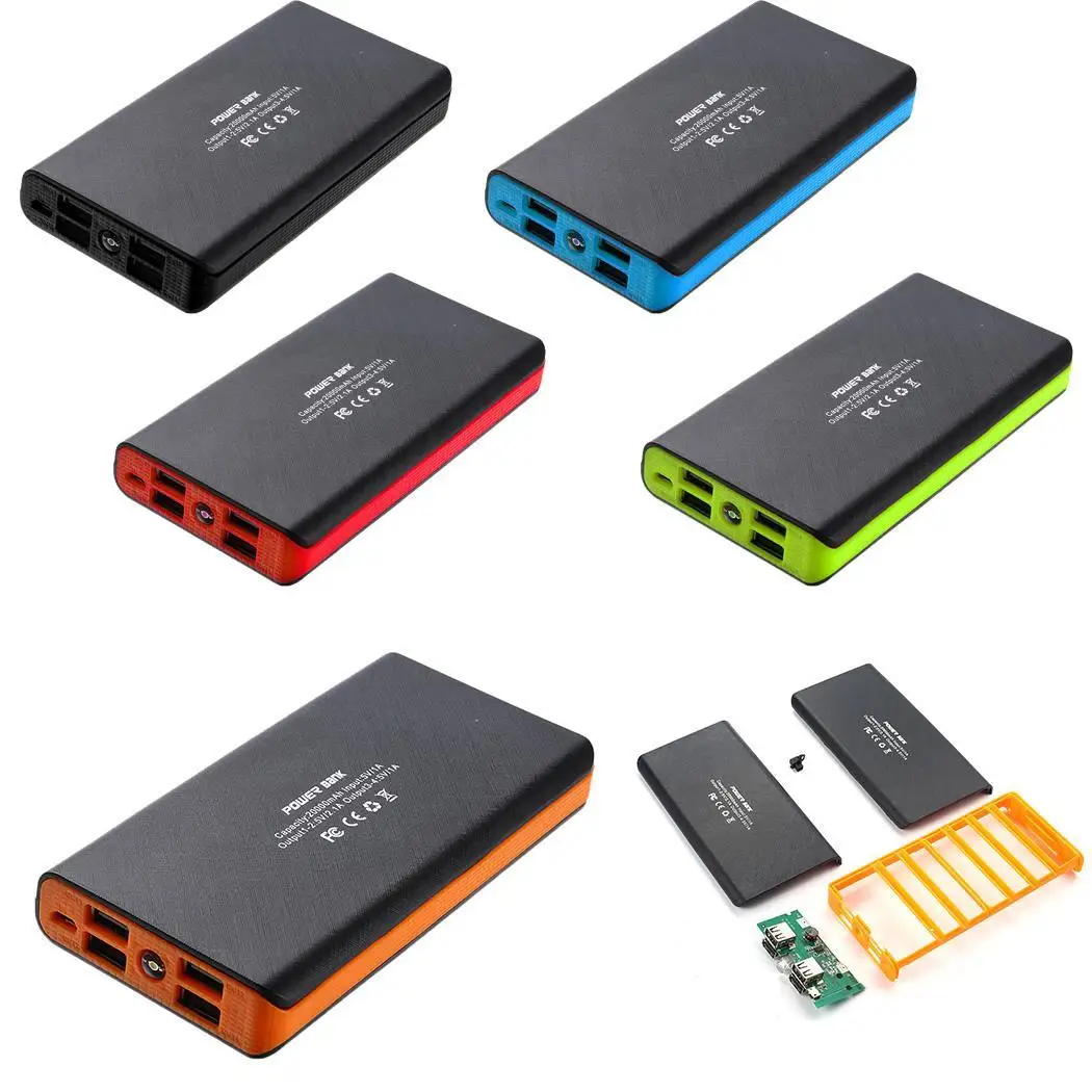 Корпус банка питания 4 USB выходные порты Быстрая зарядка переносной источник