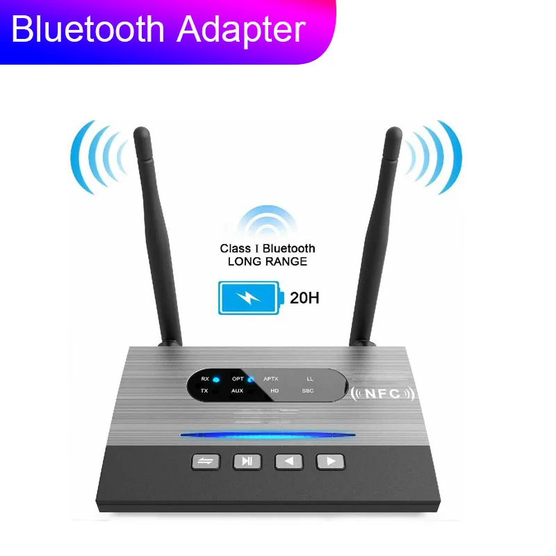 

NFC 262ft/80m длинный Диапазон Bluetooth 5,0 3in1 музыкальный аудио адаптер с низкой задержкой aptX HD Spdif RCA AUX 3,5 мм приемо-передатчик