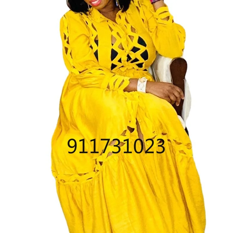 2021 New Arrival African Hollow Out Dresses for Women Dashiki Office Ladies Robe | Тематическая одежда и униформа