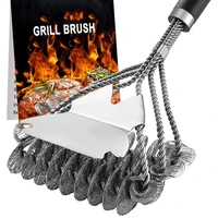 stainless steel brush outdoor bbq grill mesh cleaning brush portable and storage grill long handled cleaning brush