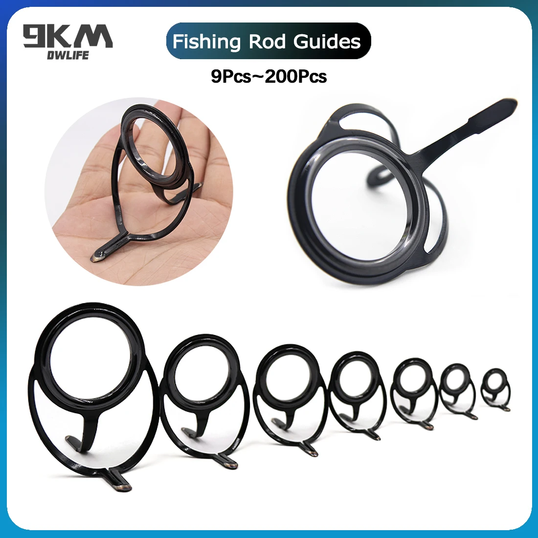 100Pcs Fishing Rod Repair Kit Spinning Rod Building Components Stainless Steel Casting Fishing Rod Guides Replacement Set 4~38mm