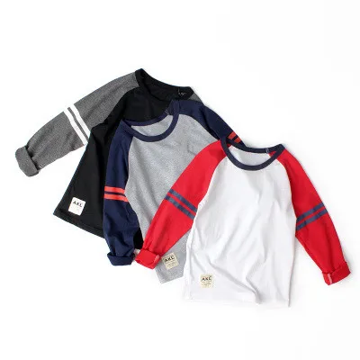 

Baby Boys Cotton T Shirt 2020 Spring New Children's Clothing Kids Long Sleeve Striped Patchwork Pullovers Top Tees 4-11 Years