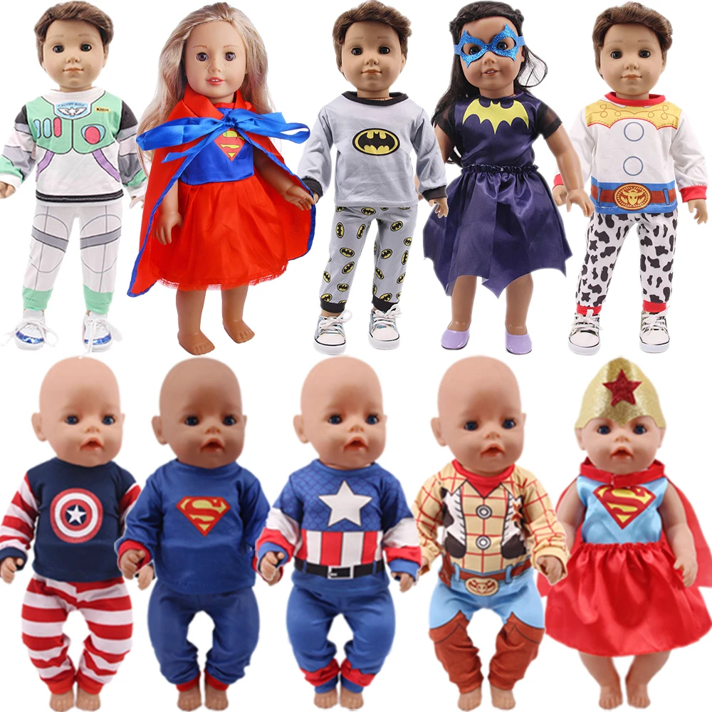 

Super Hero Doll Clothes Suit For 16-18 Inch Girl Doll 43 cm Born Baby Doll Items Logan Our Generation Bebe Reborn Toys For Girls