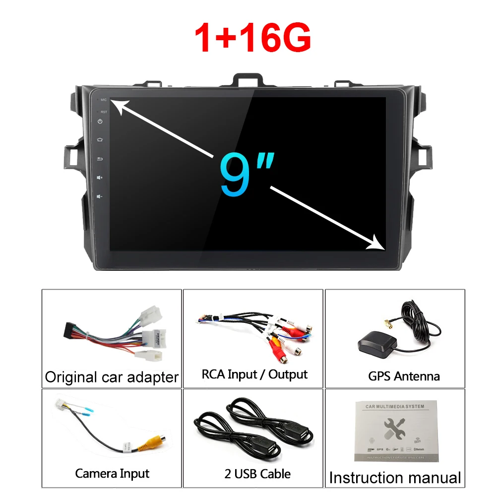 1G RAN 16G ROM NoCam " Android 9,1 Автомобильный мультимедийный gps навигатор головное устройство для Toyota Corolla E140/150 2006-2013 2 din Автомобильный Радио Стерео gps - Цвет: 1G RAN 16G ROM NoCam