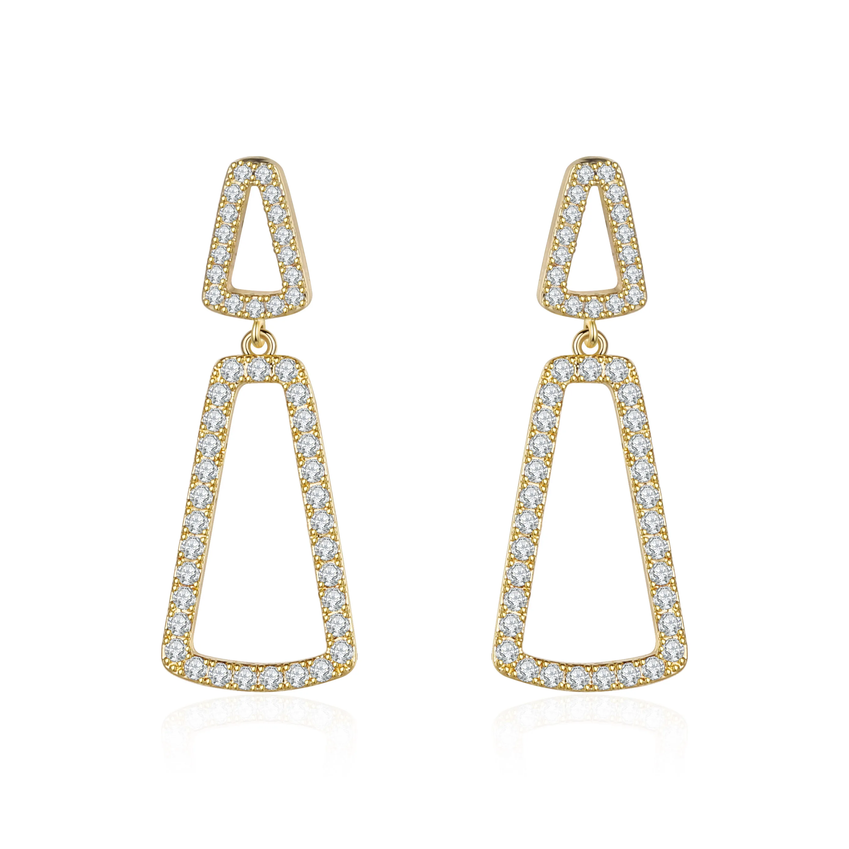 

Geometric Shape Drop Earrings Hollow Female Inlaid Stone Simple Atmosphere Wedding Bride Elegant Office