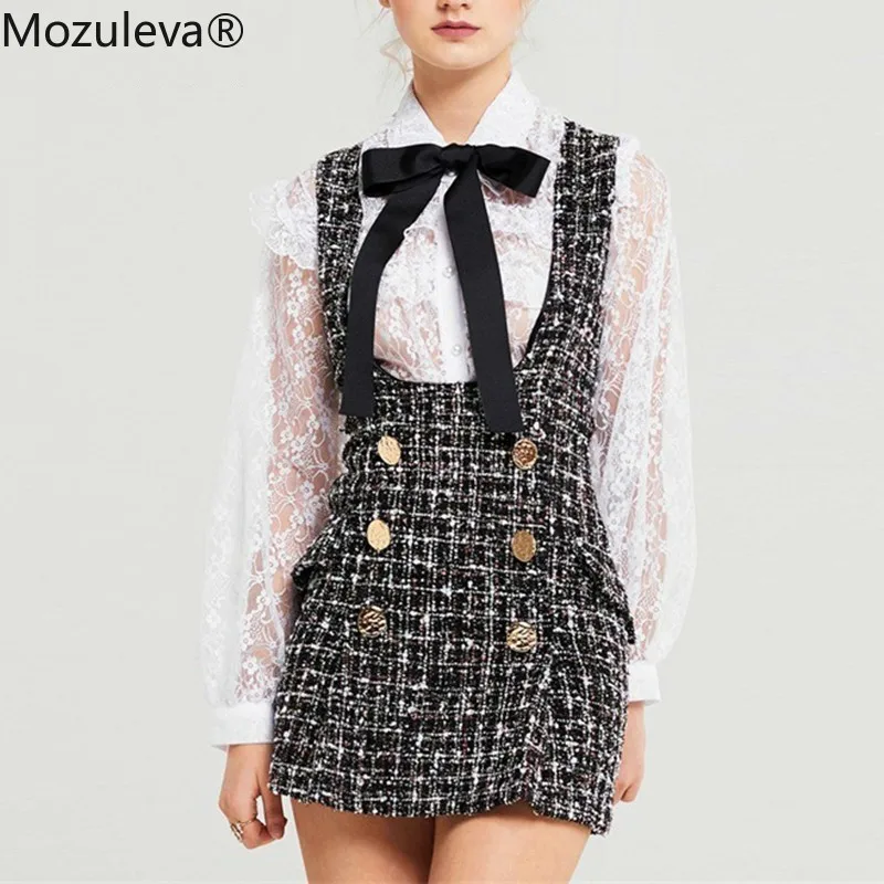 Mozuleva 2019 осенне-зимний комплект из 2 предметов платье женская рубашка с оборками и