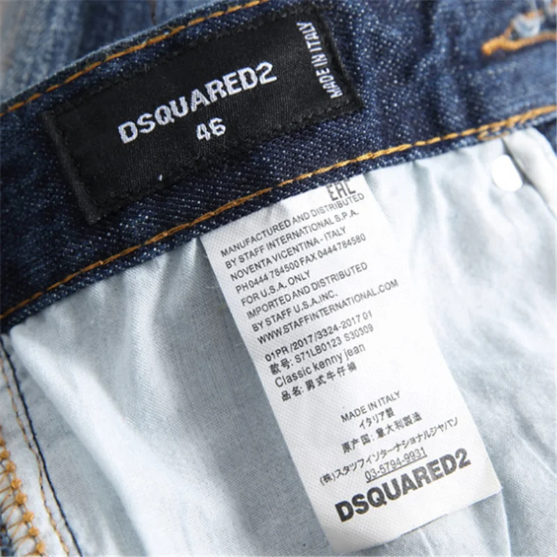 

dsq jeans European Italy Style jeans Brand Men slim jeans pants mens denim trousers zipper blue hole Pencil Pants jeans for men
