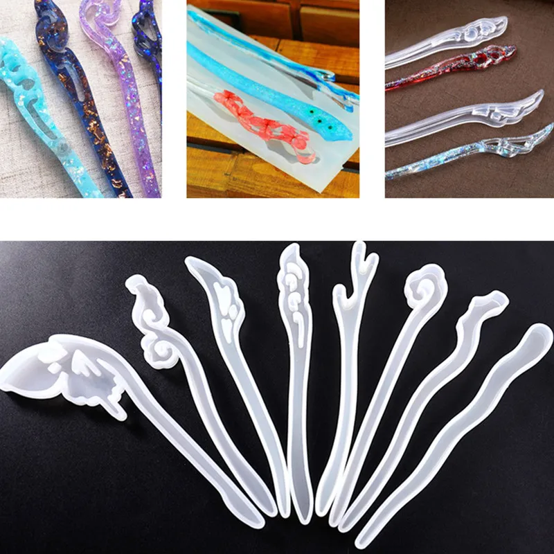 

1PC Hairpin Liquid Silicone Epoxy Resin Mold Resin Tools Jewelry UV Hair Stick Tools Accessories Molds for Jewelry Hair Clips