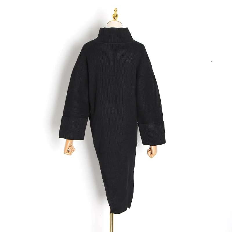 Свитер TWOTWINSTYLE свободный с высоким воротом и длинным рукавом 2020 | Женская одежда