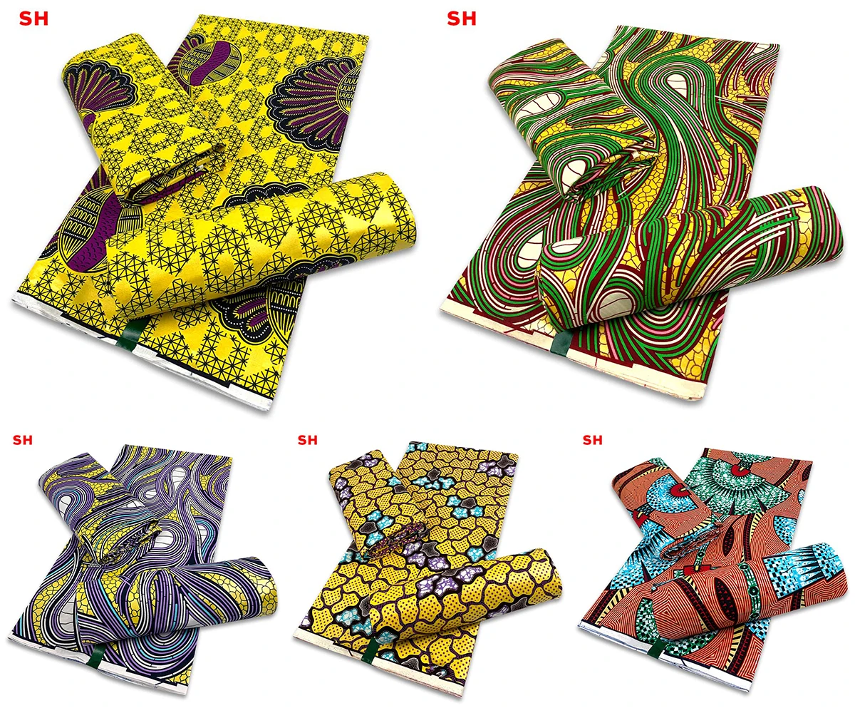 

Nigerian Golden Ankara Ghana Style 2021 High Quality African Gold Batik Dutch Real Wax Prints Fabric 6 Yards