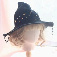 lolita halloween retro witch hat masquerade rose big bow wizard hat gothic magical girl hat cosplay accessories party decor