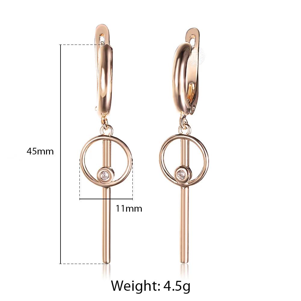 

Cubic Zircon Double Round Drop Dangle Earrings for Women Girls 585 Rose Gold Lantern shape Stud Earrings GE308