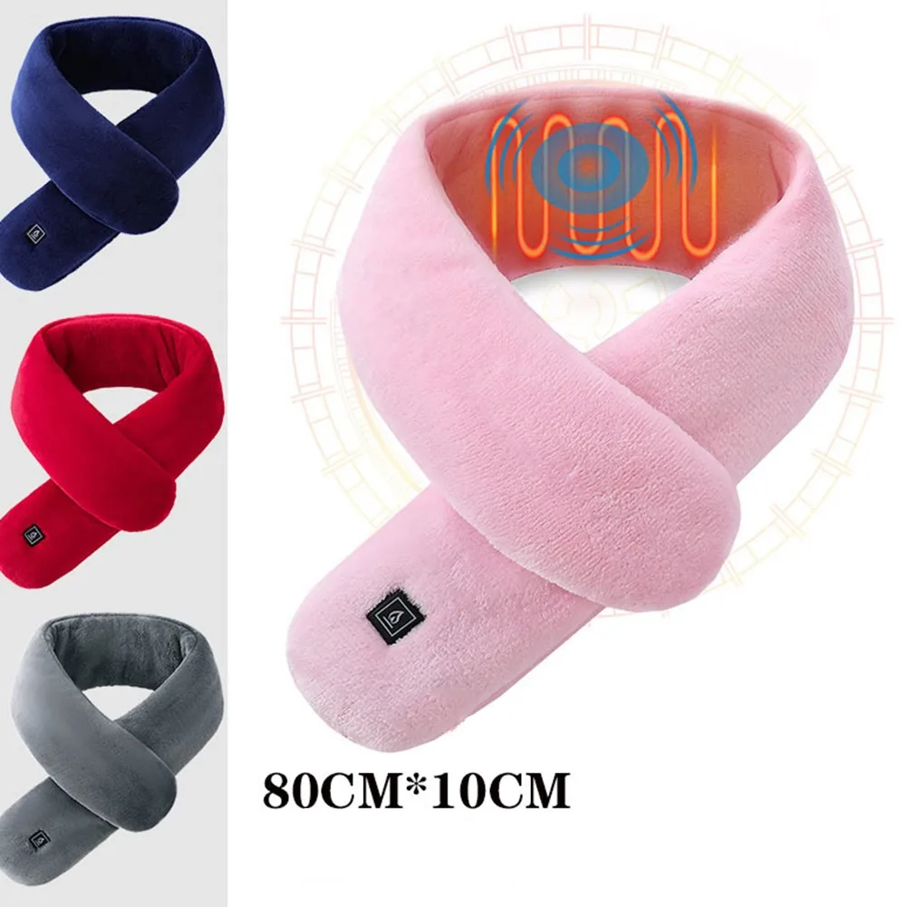 

USB Electric Heated Scarf Imitation Rabbit Fur Winter Warm Heated Scarf Soft Neck Warmer Electric Heated Scarf Winter Scarf
