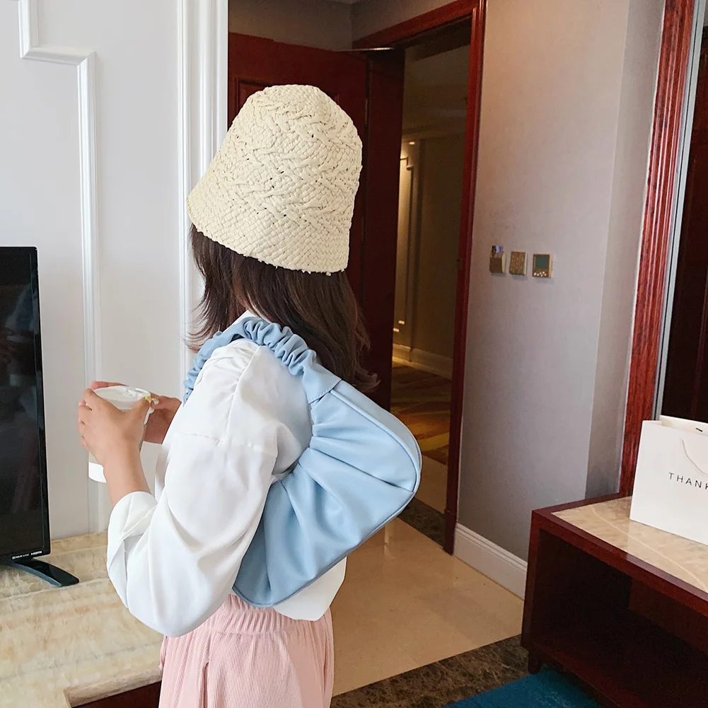 Женская сумка-тоут из мягкой искусственной кожи элегантная плиссированная