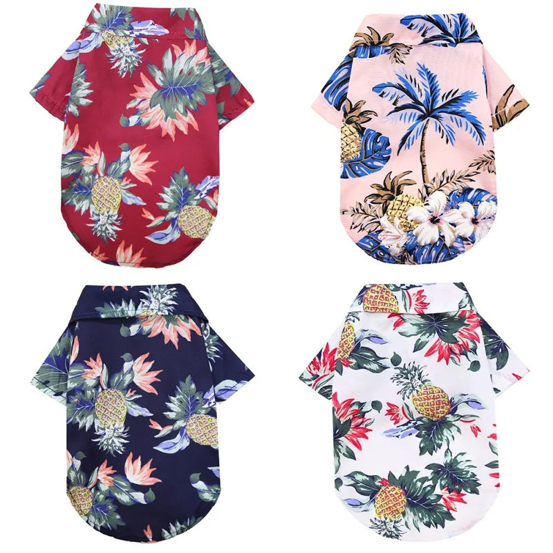 

Summer Beach Pet Dog Clothes Hawaiian Shirt Vest Pet Clothing Floral T-Shirt Soft Coconut Tree Printed Vest tshirt Outfit
