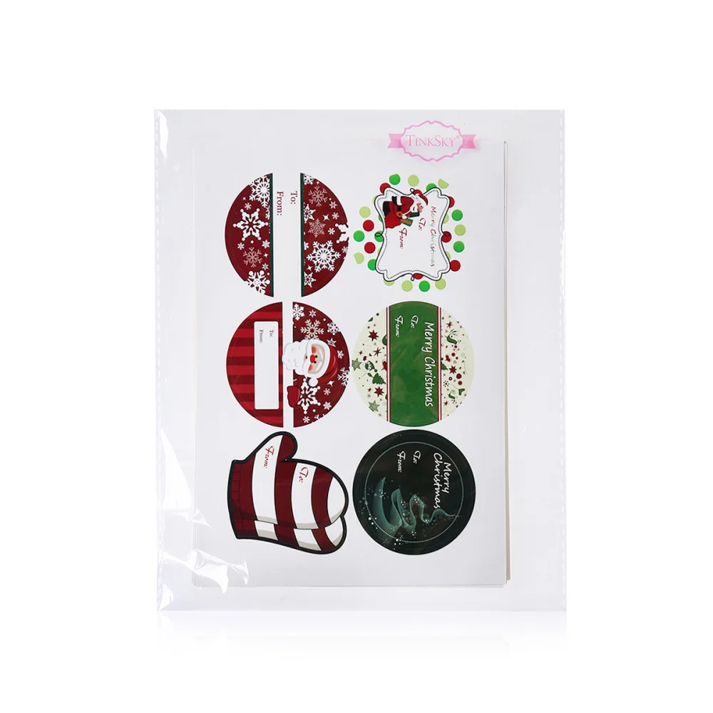 

TINKSKY 144 Christmas Self Adhesive Gift Tag Stickers 24 Assorted Designs Santa Snowmen Xmas Tree Deer Christmas Festival Birthd