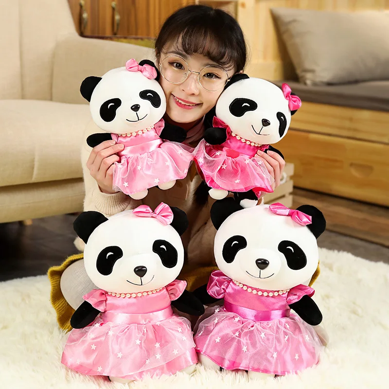 

1pcs 22/30cm Vivid Kawaii Panda with Skirt Plush Toys Soft Cartoon Animal Pink Panda Stuffed Doll for Girls Kids Birthday Gift