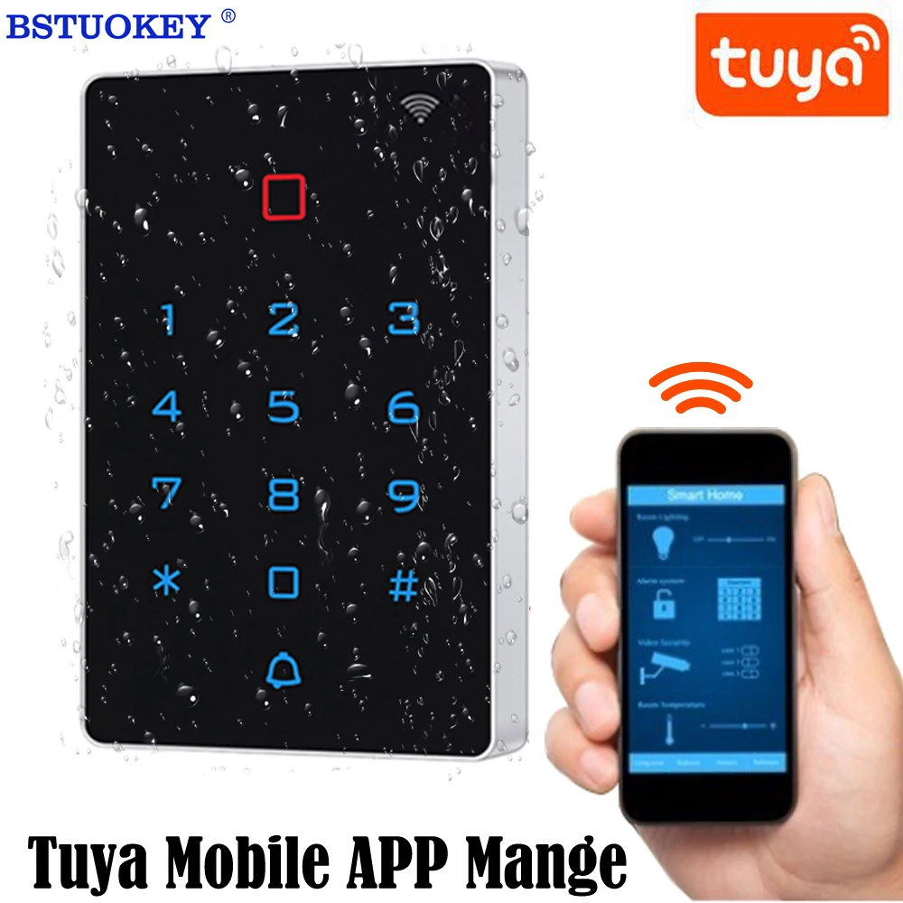 Tuya App Wifi Access Control Tastatur 125khz 13,6 Mhz RFID Karte Access Controller wiegand 26 2000 Benutzer IP67 Wasserdicht