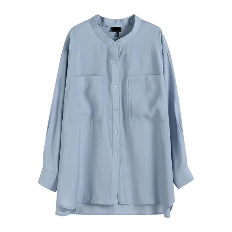 

XITAO Solid O-neck Single Breasted Blouse Korea 2021 Summer New Arrival Personality Fashion Loose Casual Women Blouse WMD0633