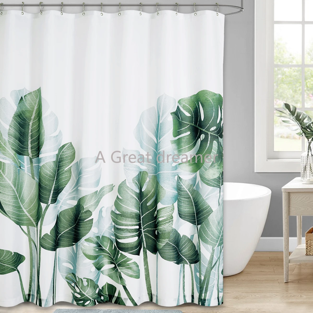 

Green plant Shower Curtain Waterproof Polyester Leaves 3D Printing Curtains For Bathroom Customized Shower Curtain Drop Shipping