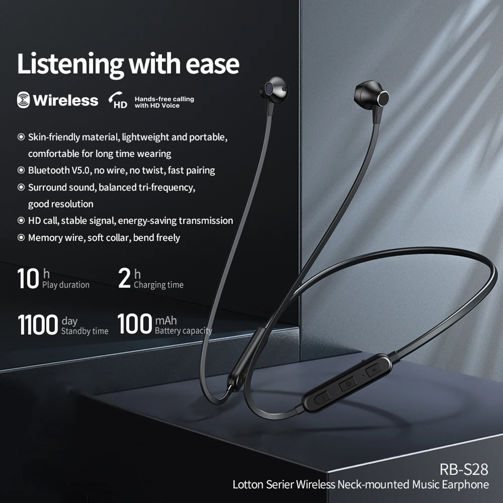 Спортивные Bluetooth наушники Remax TWS 12 5 0 беспроводные с шейным ремешком гарнитура для